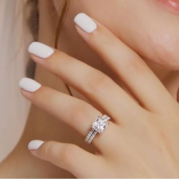 Princess Cut Engagement Ring Band Stack - Picture 4 of 5